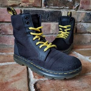 Dr. Martens Combs J Youth Kids 2 Black Side Zip Canvas Doc Combat Boots